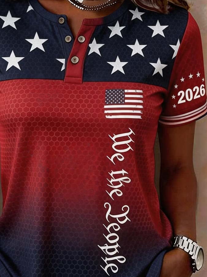 Women'S Casual Independence Day Printed Top