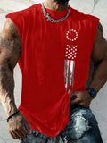 America Flag Pattern Round Neck 100% Cotton Tank Top