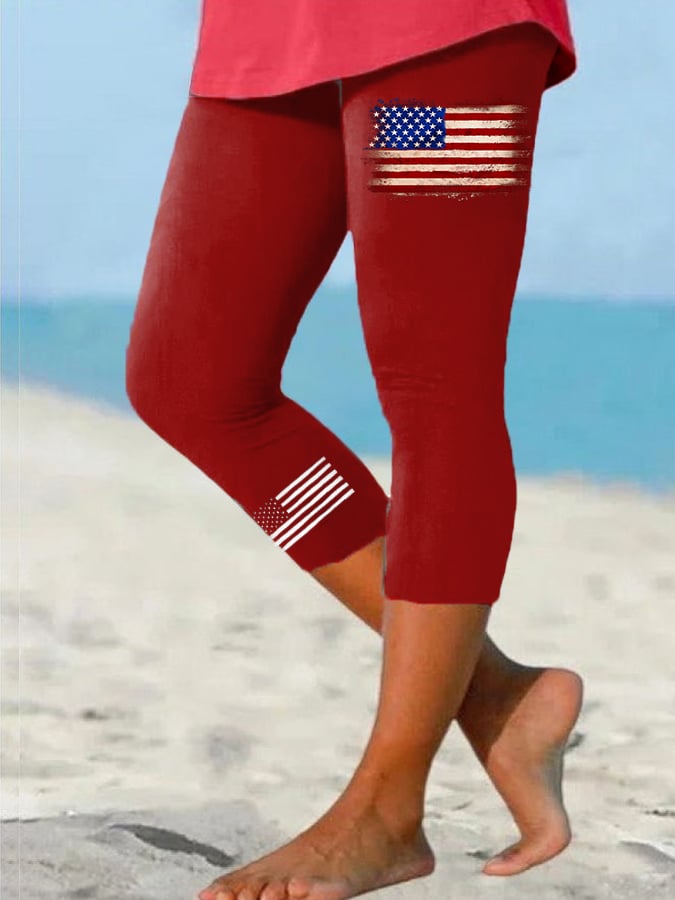 Women's Vintage Flag Independence Day Casual Leggings