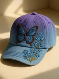 Purple Floral Print Baseball Cap