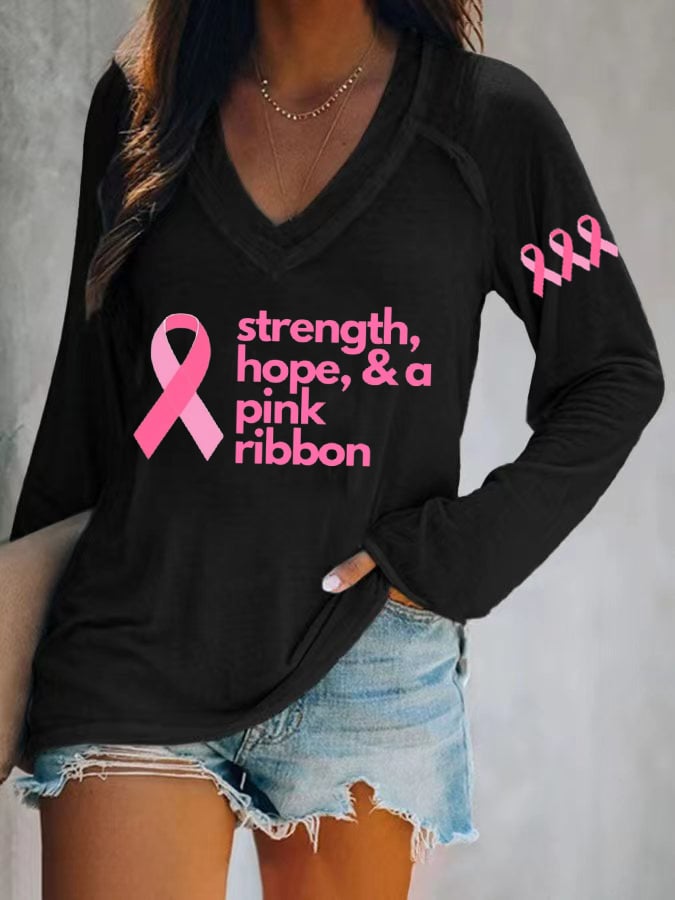 Women's Strength, Hope & a Pink Ribbon T-Shirt