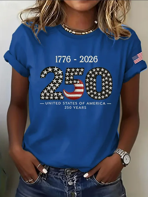 Women's America 1776  Pattern 100% Cotton Crew Neck T-Shirt
