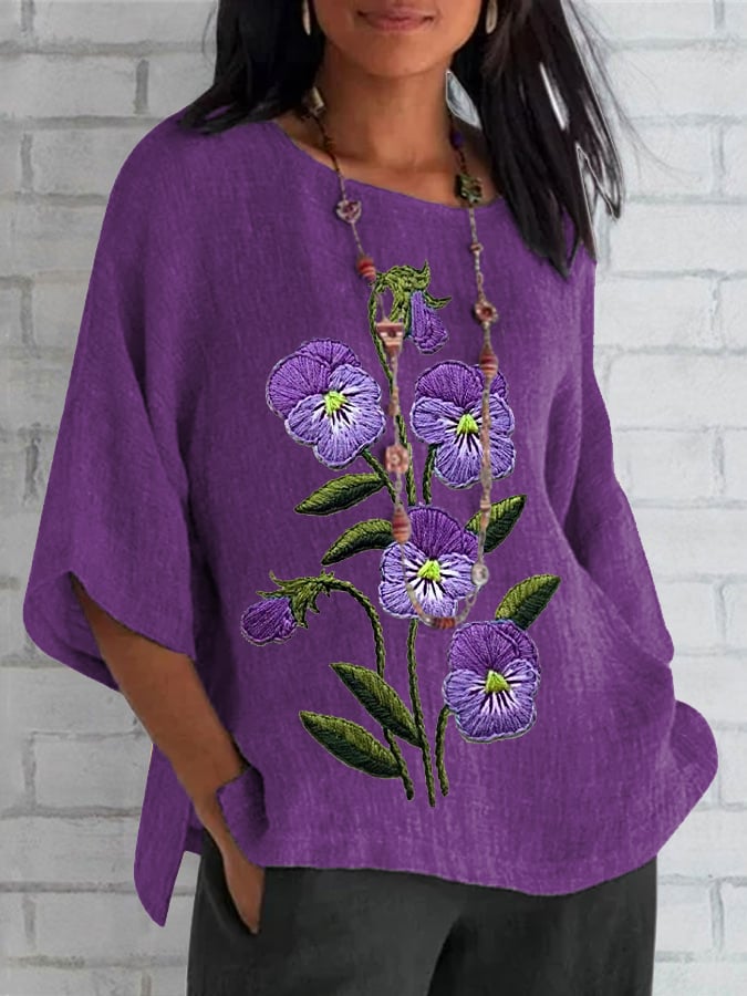 Women's Purple Flower Alzheimer's Awareness Support Shirt