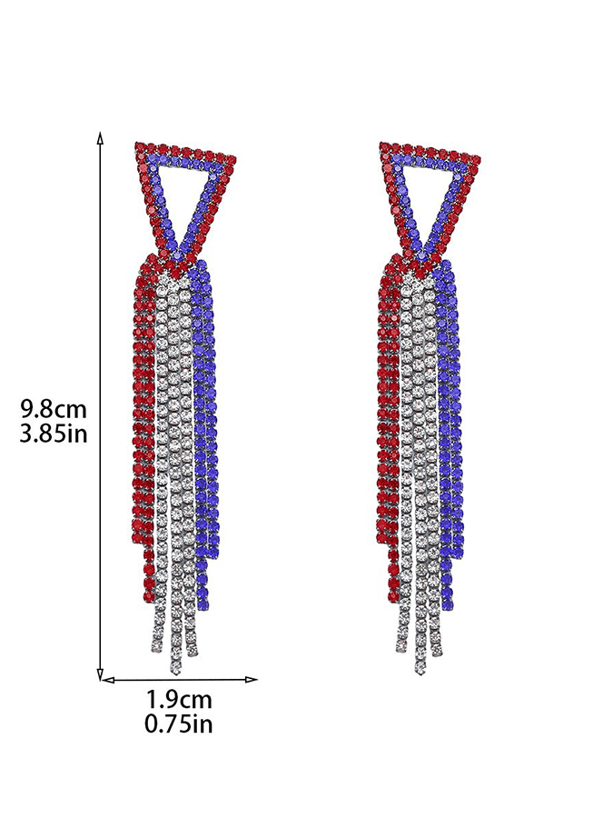 Independence Day Rhinestone Pendant Earrings
