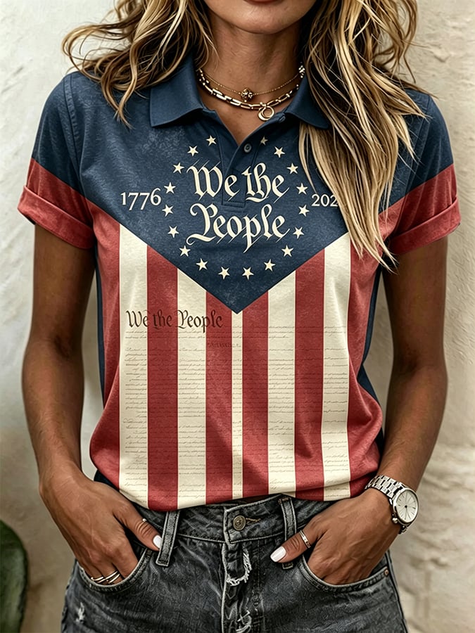 Women's American Flag Print T-Shirt