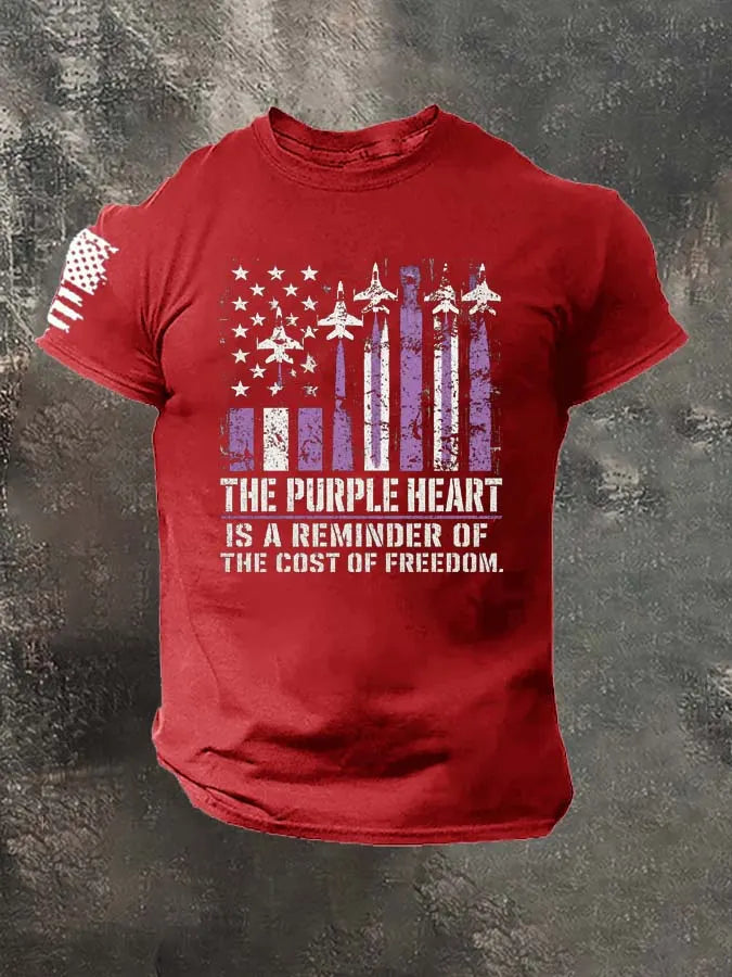 The Purple Heart Is A Reminder Of The Cost Of Freedom.Pattern 100% Cotton T-Shirt