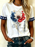 Women's America Floral Printed T-shirt
