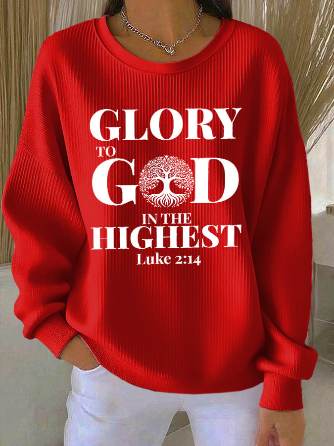 Women's Casual Autumn/Winter GLORY TO GOD IN THE HIGHEST Sweatshirt