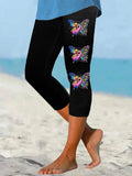 Women's Cancer Butterfly Ribbon We Believe in Miracles Fight In All Color Print Cropped Leggings