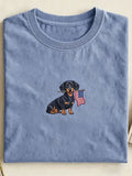 Unisex USA 250th Independence Day Puppy Print T-shirt