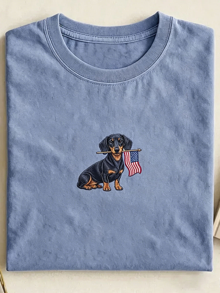 Unisex USA 250th Independence Day Puppy Print T-shirt