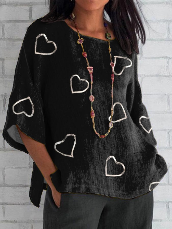 Women's Breast Cancer Awareness Print Crew Neck Loose Fit Shirt