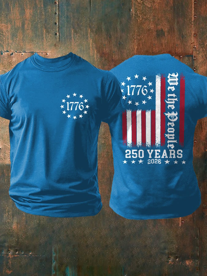 Men's Casual USA 250th Anniversary Printed Short-Sleeve T-Shirt