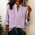 Women's Vintage Purple Floral Embroidery Pattern Casual Shirt