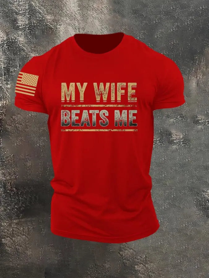 My Wife Beats Me  Pattern 100% Cotton T-Shirt