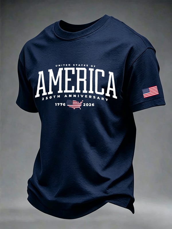 America 250 Years Pattern 100% Cotton T-Shirt