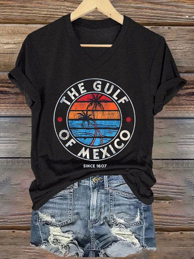 Women's Gulf of Mexico Print V-Neck T-Shirt