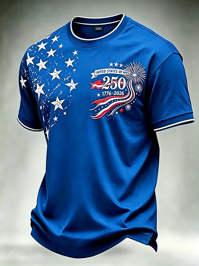 Men's 250th Anniversary Independence Day Art Printed Casual T-shirt