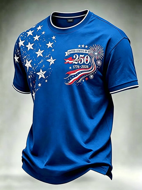 Men's 250th Anniversary Independence Day Art Printed Casual T-shirt