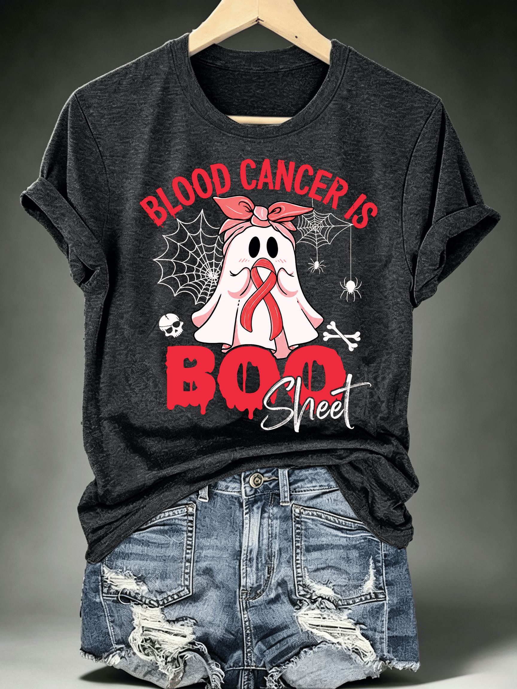 Women's BLOOD CANCER IS BOO SHEET Print T-Shirt