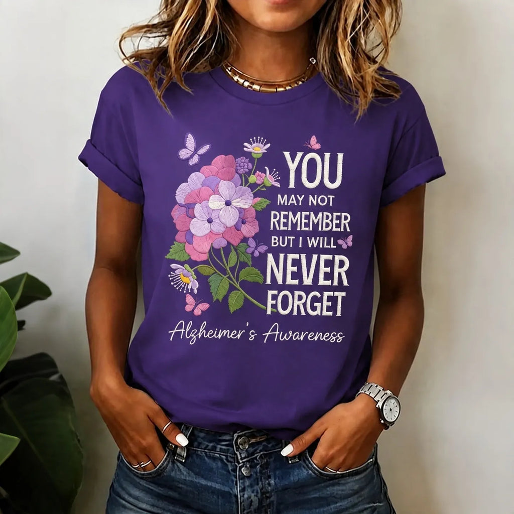 Women's Alzheimer's Awareness Support Pattern Crew Neck T-shirt