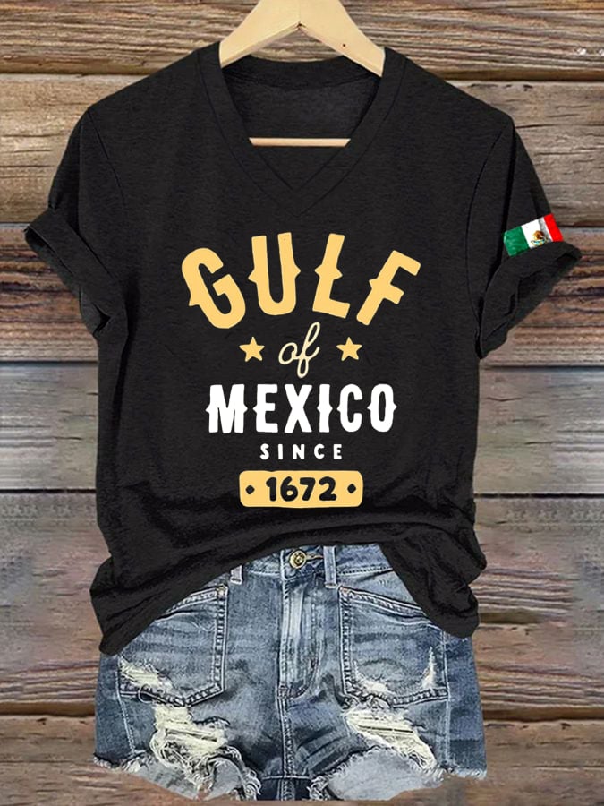 Women's Gulf of Mexico Print V-Neck T-Shirt