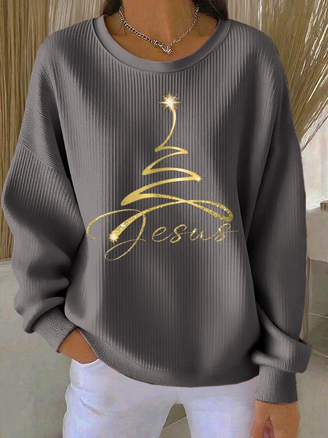 Retro Christmas Jesus Print Sweatshirt