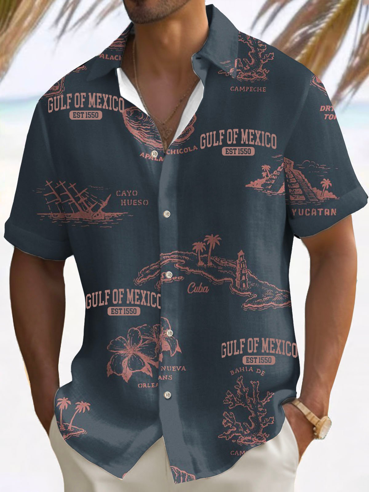 Men's Gulf Of Mexico Printed Short Sleeve Shirt