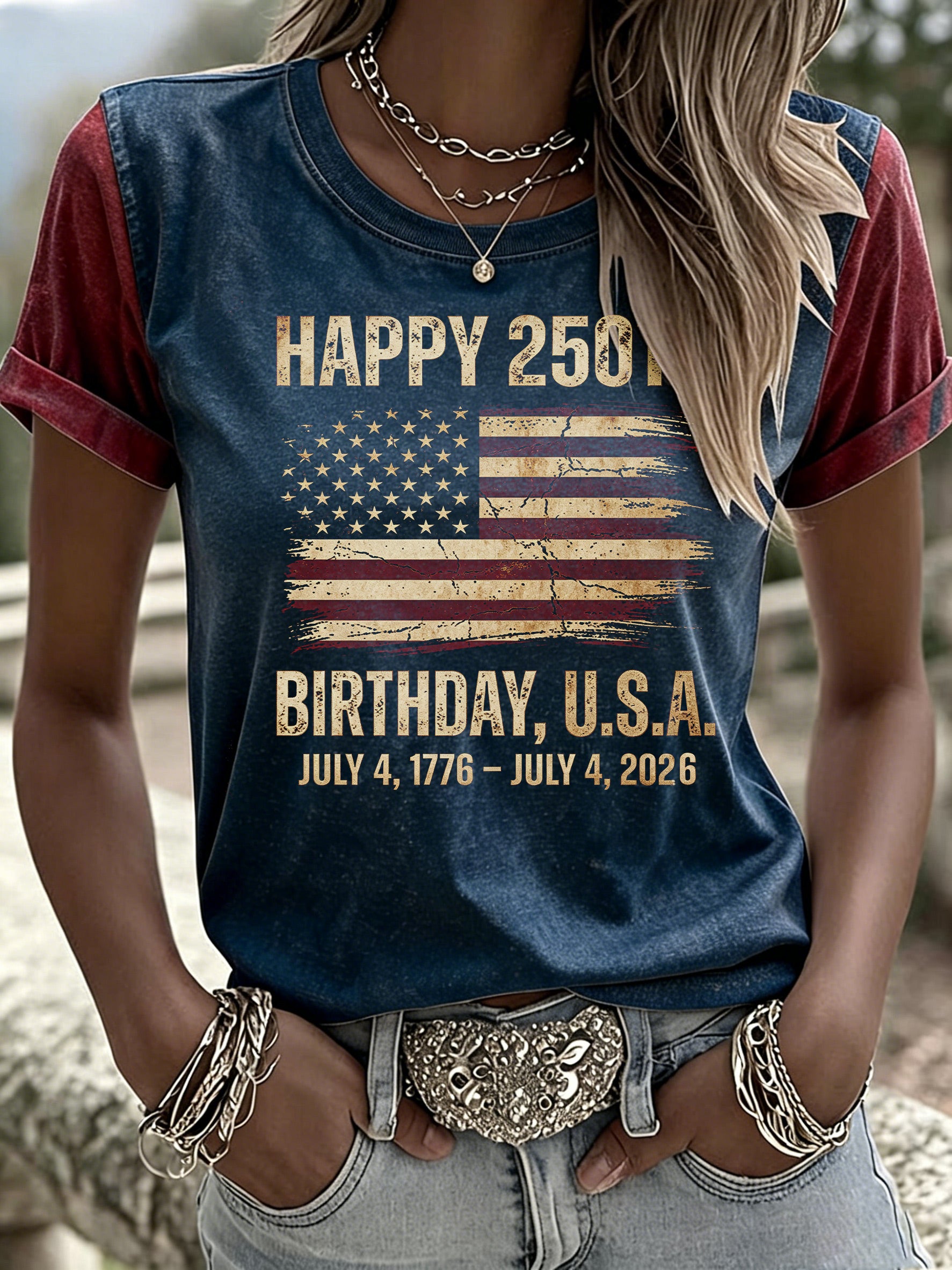 Women'S Casual Patriotic T-Shirt