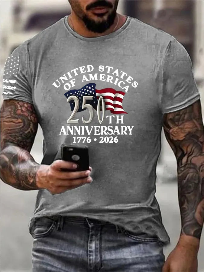United States 250th Anniversary 1776-2026 Pattern 100% Cotton T-Shirt