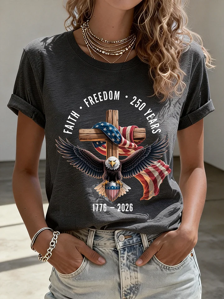 Women's 250th Anniversary Pattern 100%  Cotton Crew Neck T-Shirt