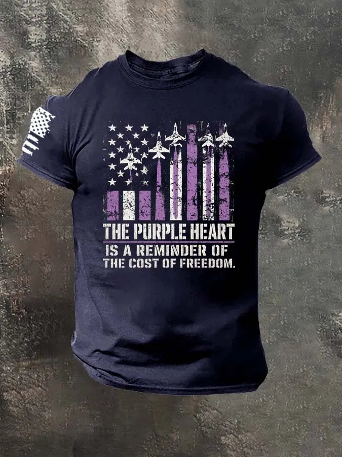 The Purple Heart Is A Reminder Of The Cost Of Freedom.Pattern 100% Cotton T-Shirt