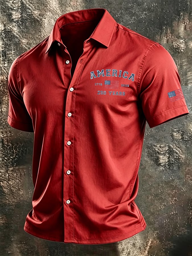 Men's Casual Printed Short-Sleeve Shirt