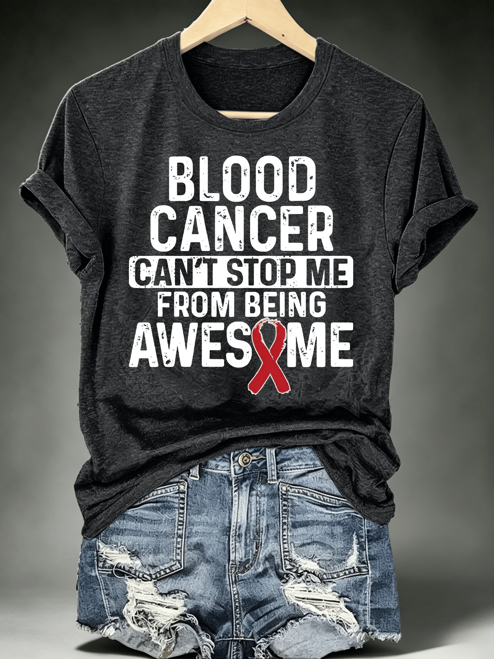 Women's BLOOD CANCER CAN'T STOP ME Print T-Shirt