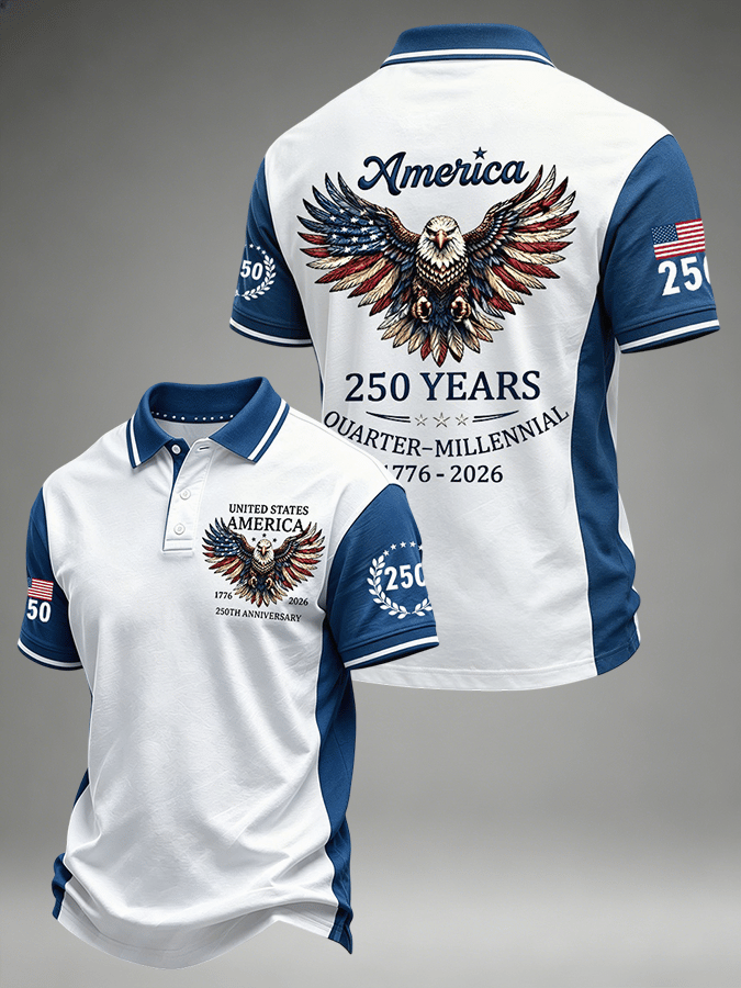 American 250th Anniversary Art Print Casual Men's Polo Shirt
