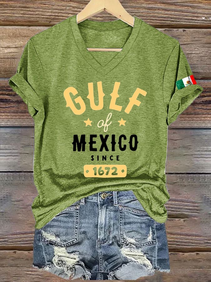 Women's Gulf of Mexico Print V-Neck T-Shirt