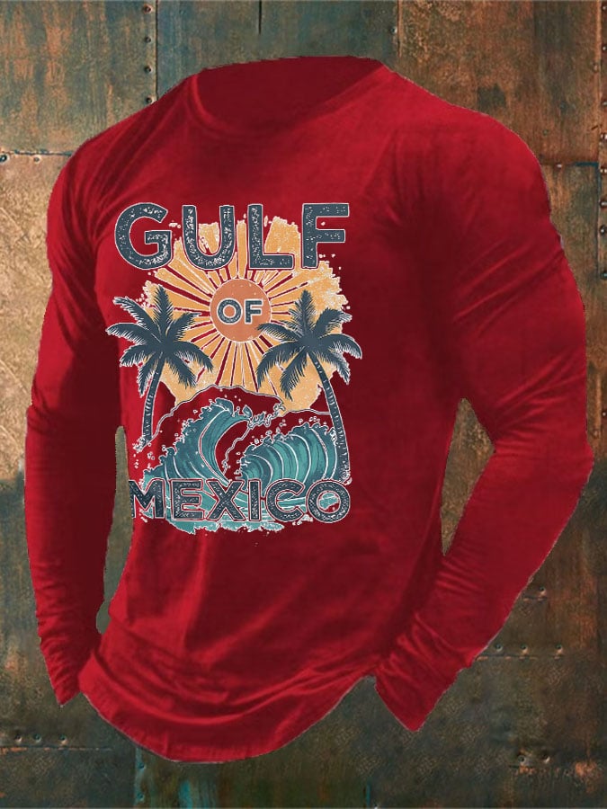 Men'S Retro Gulf Of Mexico Print T-Shirt