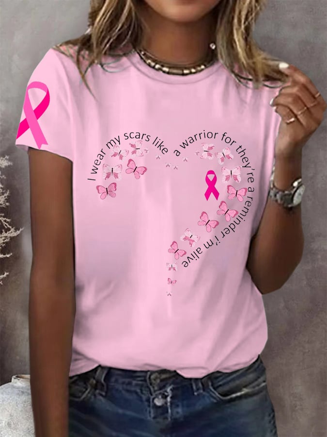 Women's I Wear My Scars Like A Warrior For They'Re A Reminder Print T-shirt