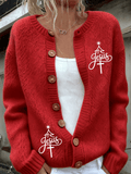Women's Christmas Faith Print Knit Cardigan