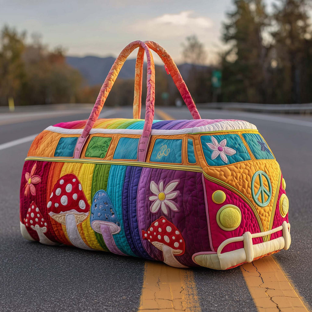 Hippie Van Mushroom Quilted Duffle Bag