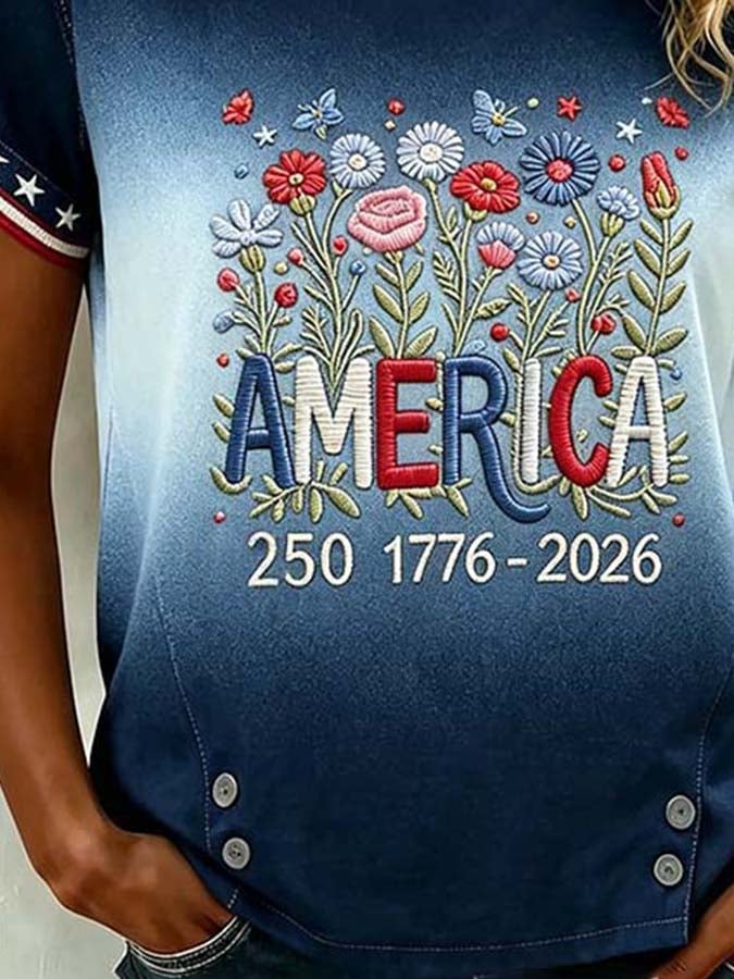 Women'S Casual Independence Day Printed Top
