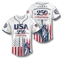 USA 250th Anniversary Baseball Jersey, Patriotic Statue of Liberty Print Shirt