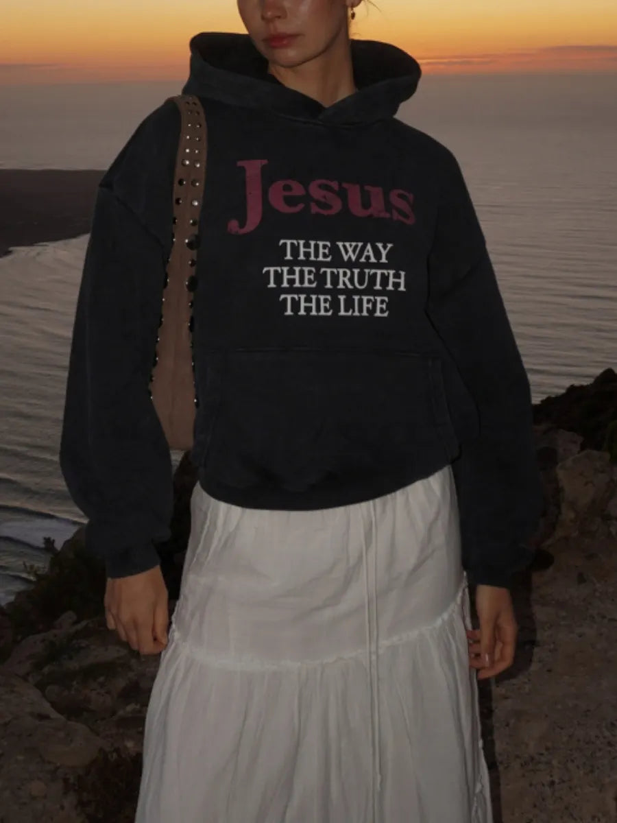 Jesus The Way, The Truth, And The Life Cotton Hooded Sweatshirt