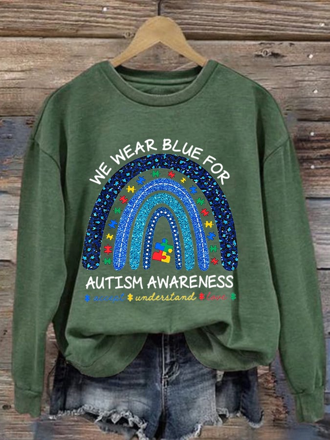 Women's Autism Printed Long Sleeve Sweatshirt