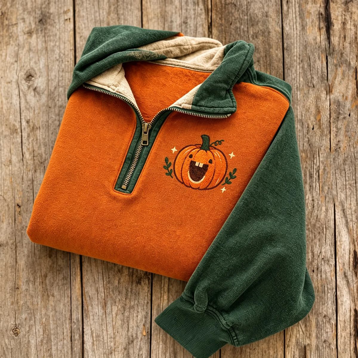 Women's Fun Cute Pumpkin Print Zipper Sweatshirt