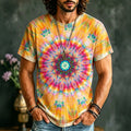 Men's Retro Hippie Tie-dye Cotton Linen Short-sleeve T-shirt