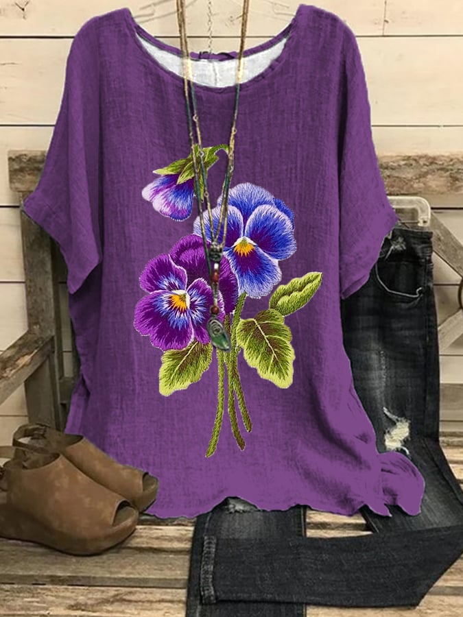 Women's Purple Flower Alzheimer's Awareness Support Shirt
