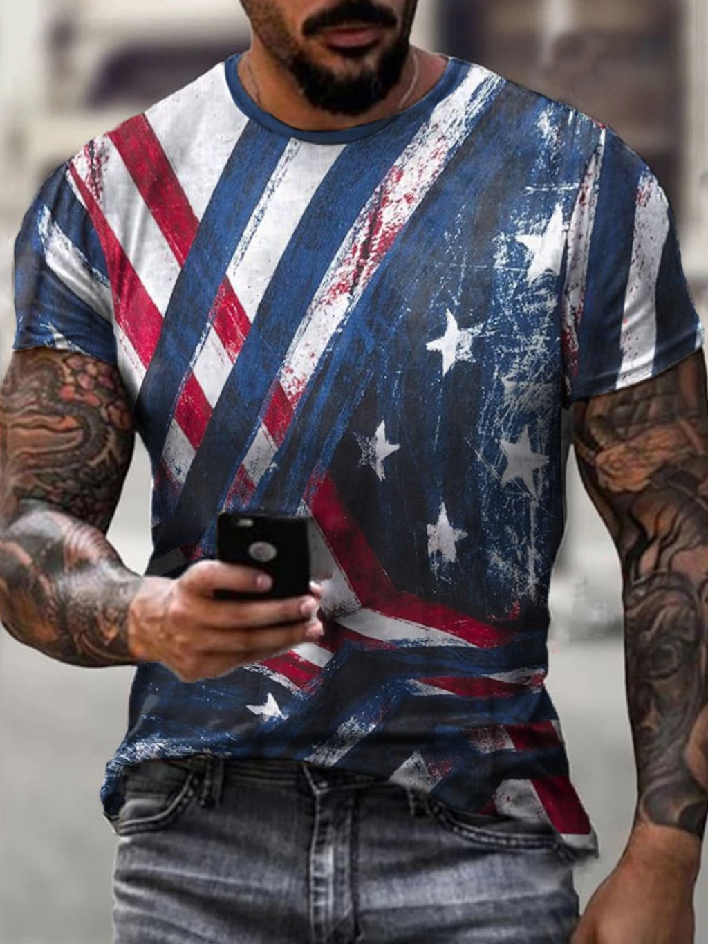 Men's 4th of July Flag Print T-Shirt