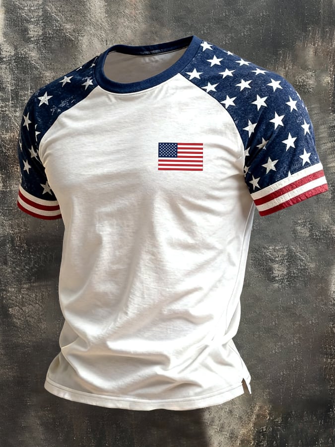 Men's Retro Color-Block Patriot Short-Sleeve T-Shirt