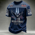 Men's Retro 9.11 Memorial Never Forget Print Casual T-Shirt